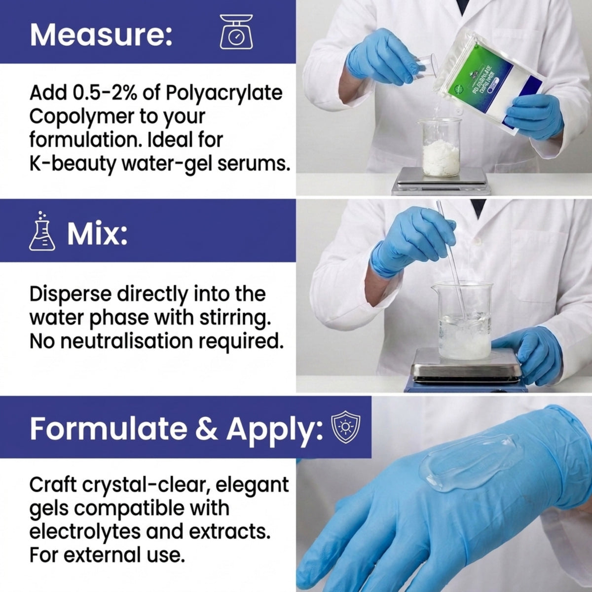 Polyacrylate Copolymer formulation properties and ingredient profile