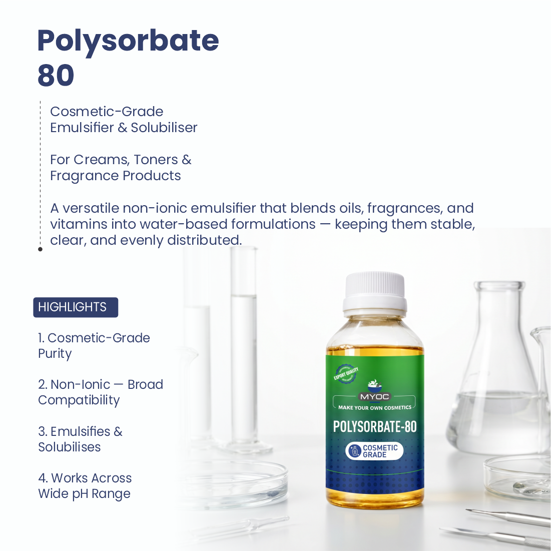 Polysorbate 80 preservative ingredient for cosmetic formulations