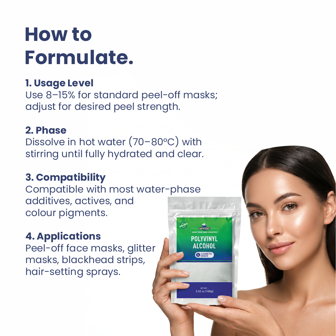 How to use Polyvinyl alcohol in cosmetic formulations