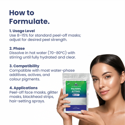 How to use Polyvinyl alcohol in cosmetic formulations