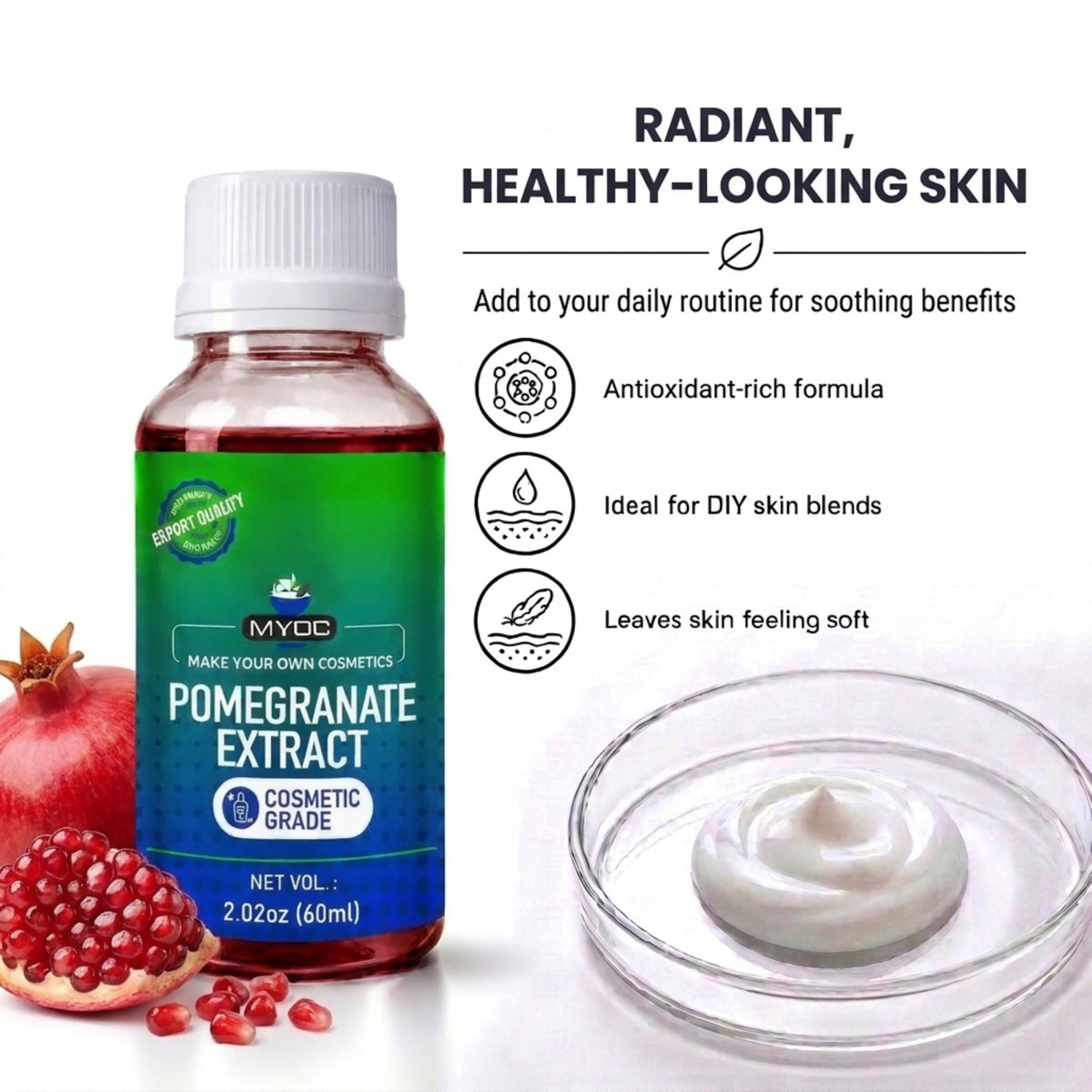 Pomegranate Extract formulation properties and cosmetic applications