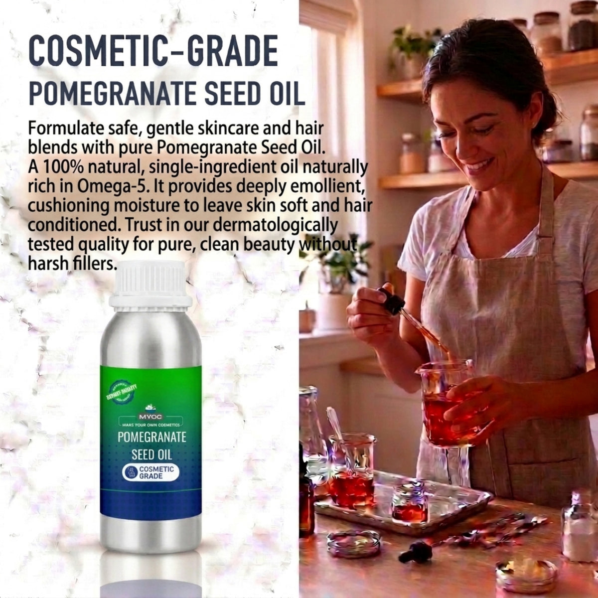 Pomegranate Seed Oil applications in skincare haircare and body care products