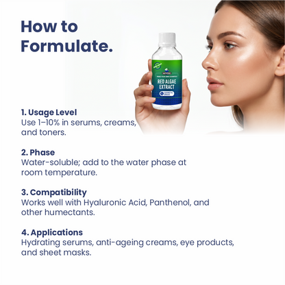 How to use Red Algae Liquid Extract in cosmetic formulations