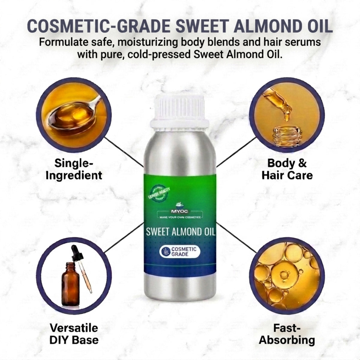 Sweet almond oil for DIY body blends and hair serums